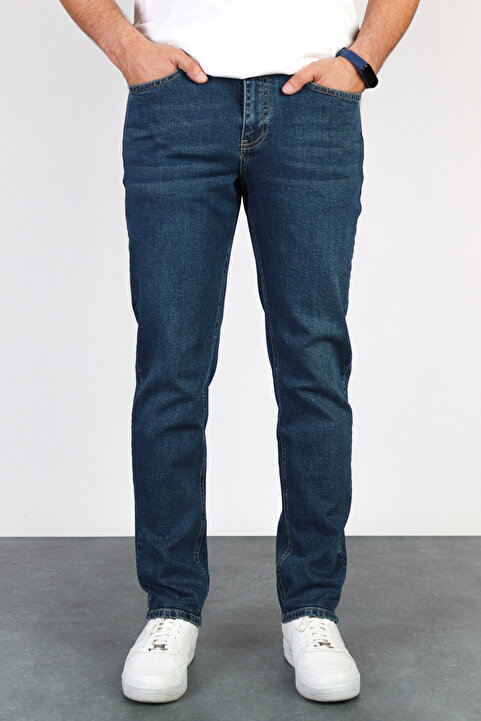HLT JEANS Erkek Okyanus Mavisi Regular Fit Boru Paça Esnek Likralı Denim Jeans Kot Pantolon HLTHE001976