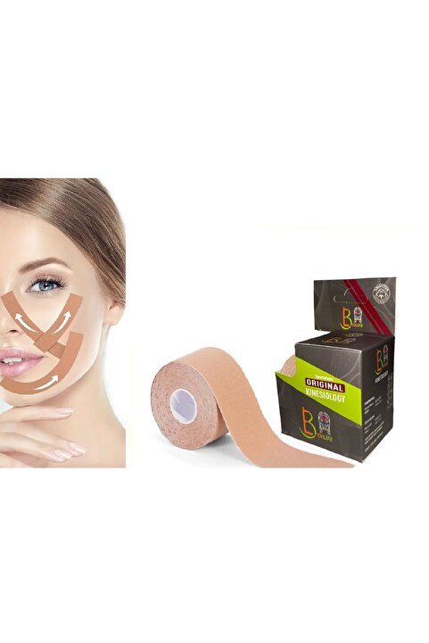 BekLife Face Tape Yüz Bölgesi Yüz Yogası Için Cotton Kinesio Tape Ağrı Sporcu Kinezyo Bandı 5cmx5mt