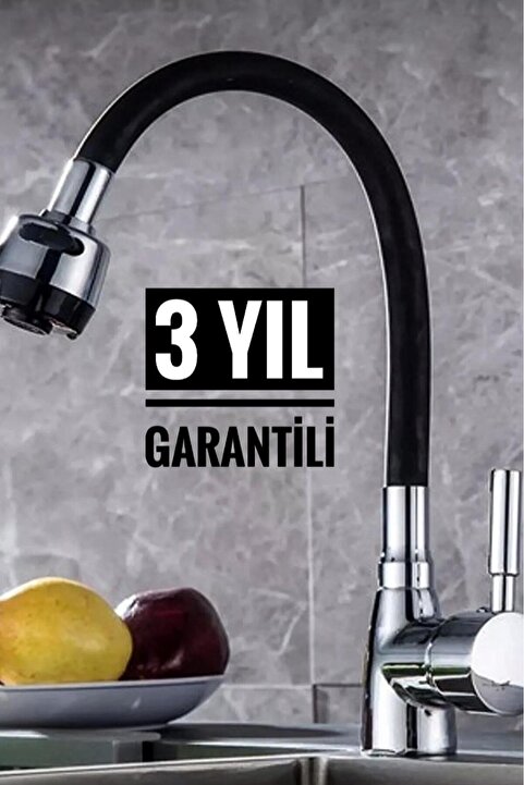 MAYYGO VİOSA 3 Yıl Garantili Oynar Başlıklı Spiral Siyah Kubar Lavabo, Mutfak Esnek Musluk