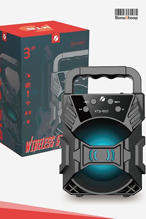 KTS 1057 Fm Radyolu Mini Taşınabilir Müzik Çalar Kutusu Bluetooth'lu Ses Bombası