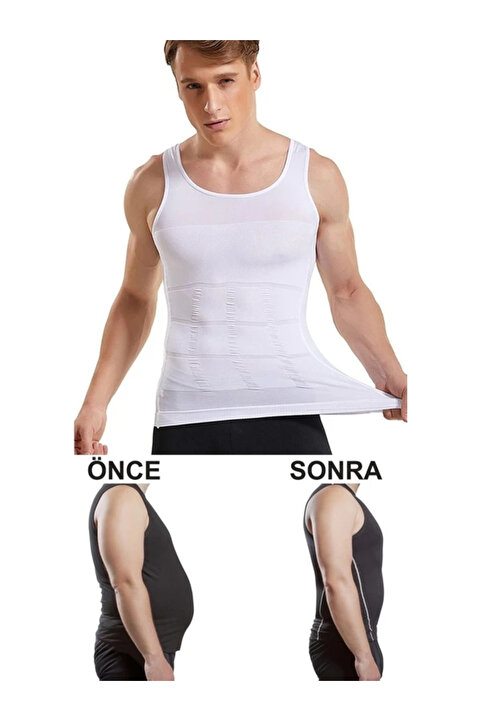 FİTFORMGİYİM Corset Beyaz Erkek Atlet Korse Atlet Bel Göğüs Göbek Jinekomast Toparlayıcı Dik Duruş