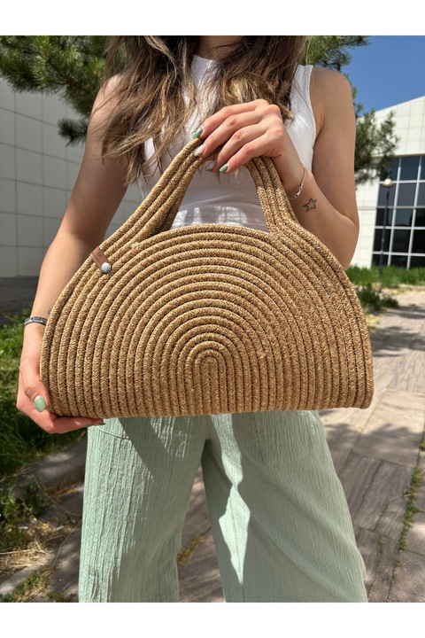 MaVaux Mia Hasır Jüt Clutch Çanta