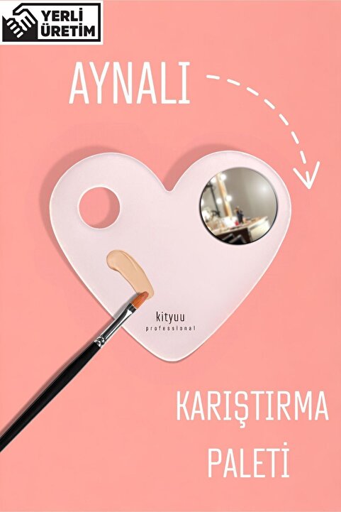 Genel Markalar Ayna Hediyeli Karıştırma Paleti Kalp | Ürün Makyaj Karıştırma Paleti