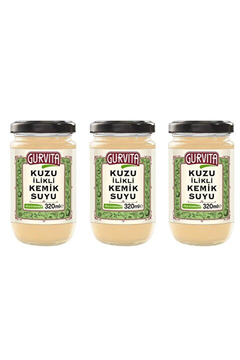 Gurvita Jöle Kıvamında Kuzu Ilikli Kemik Suyu 320 Ml 3'lü