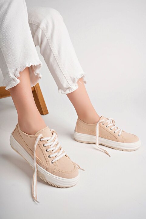 pasyone Bej Kadın Sneaker Günlük Ayakkabı