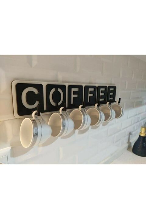 Pey Aksesuar Coffee Yazılı Mutfak Fincan Ve Kupa Askılığı 45cm X 10cm