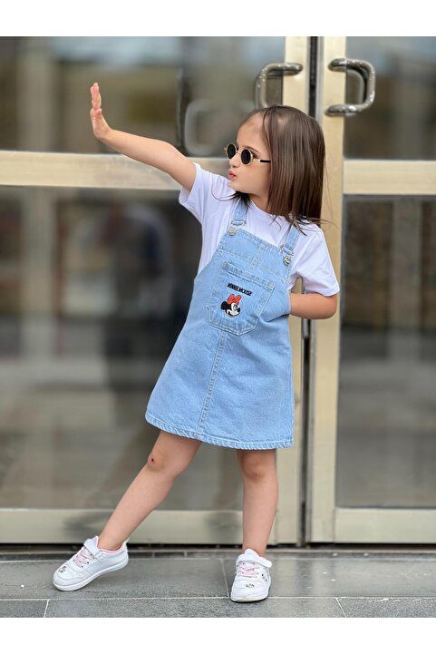 yns coolstar mnn nakışlı Kot Ayarlanabilir Askı Jile / Denim Elbise