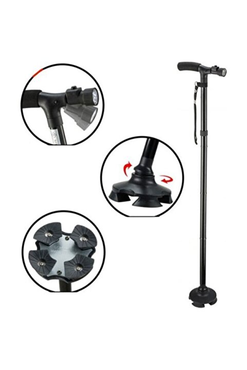 Genel Markalar Işıklı Baston - Trusty Cane 4 Ayaklı Katlanabilir Baston
