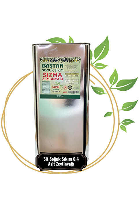 Baştan Yöresel 5 Litre Soğuk Sıkım 0.4 Asit Zeytinyağı (ERKEN HASAT)