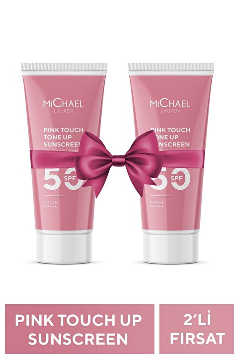 Michael Lauren Cilt Tonu Eşitleyici Pink Touch SPF 50+ Pembe Yüz Güneş Kremi 2Li Set PA++++ 50 ML
