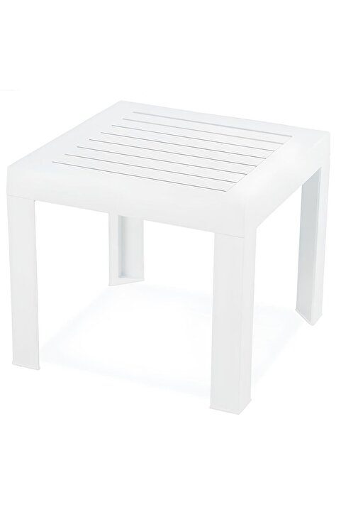 Papatya Suda Plastik Sehpa Beyaz 40x40x35 cm - Taşınabilir Demonte Yapı