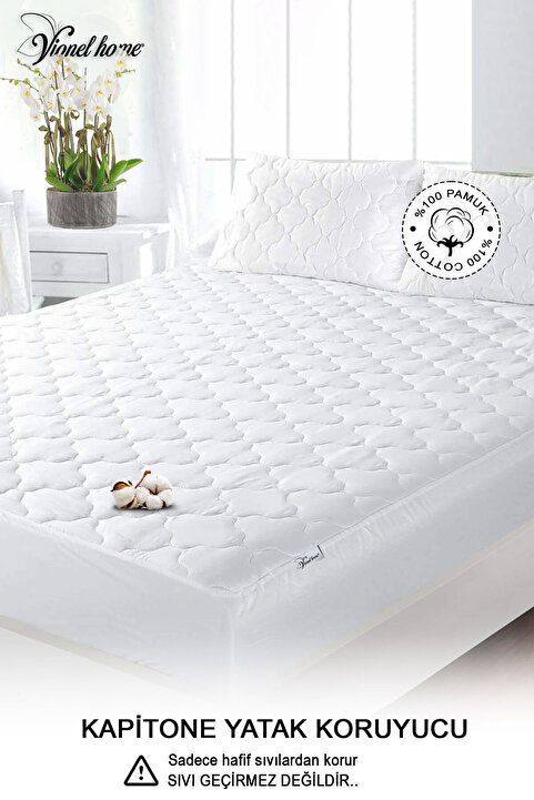 Vionel Home %100 Pamuk, Kapitone Yatak Koruyucu Çarşaf, Fitted Full Kenar, Elyaf Dolgulu, Tek Ve Çift Kişilik