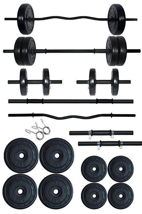 Fitset 38 kg Z Barlı Halter Seti ve Dambıl Seti Ağırlık Fitness Seti