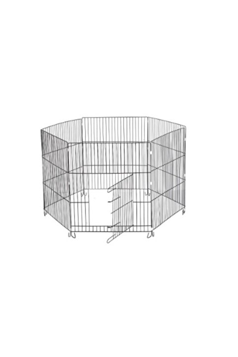 ARSPOLO Metal Köpek Oyun Alanı 6 Parça Siyah 75x70