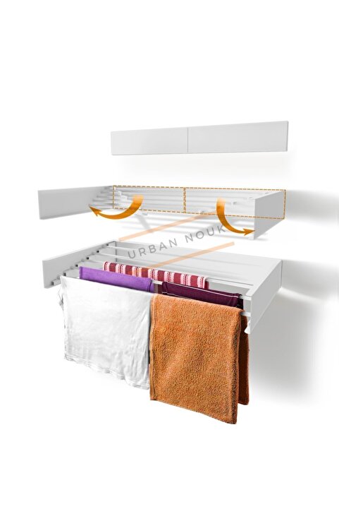 Urban Nouk Luxedry Duvara Monte Estetik Ve Pratik Dayanıklı Metal Malzemeli Çamaşırlık - (BEYAZ-70CM)