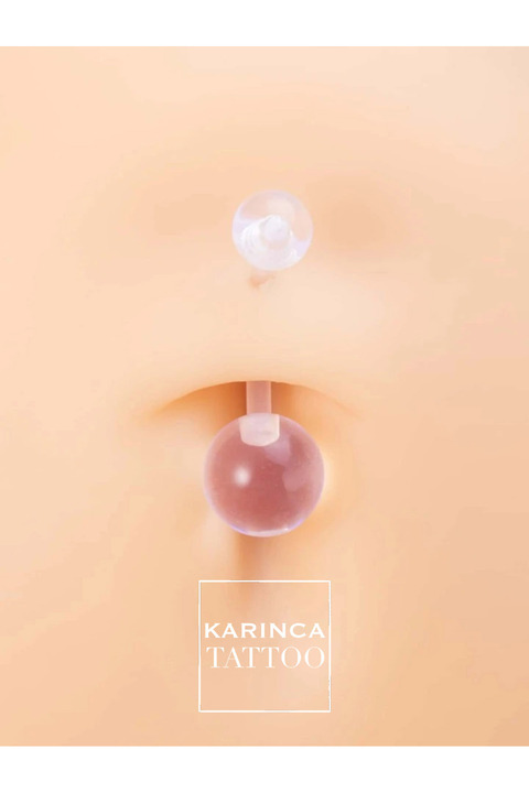 Karınca Piercing Şeffaf Bioplast Göbek Piercingi Alerji Yapmaz Hamile Piercing İlk Delime Uygun (Karınca Tattoo)
