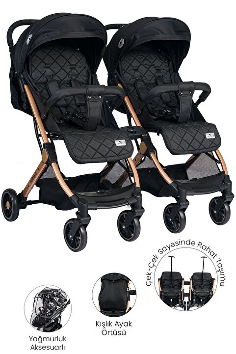 LORELLİ Lorelli Fiorano New Kabin Boy İkiz Bebek Arabası - Black