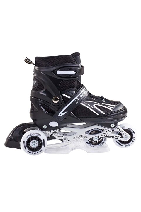 Furkan Toys F-sports Siyah Ayarlabilir 2+2 Işıklı Metal Alıştırma Pateni Çanta Hediyeli