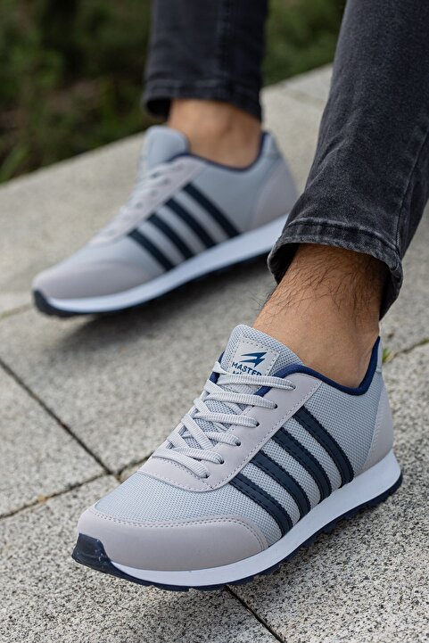 BOUIS Erkek Buz Lacivert Çizgili Casual Rahat Yumuşak Tabanlı Konforlu Bağcıklı Sneaker Spor Ayakkabı