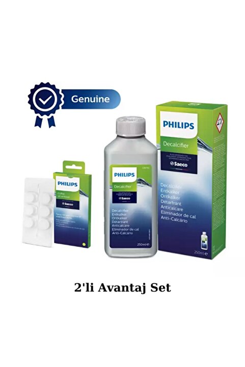 Philips Ca6700/10 Espresso Makinesi Kireç Temizleme Solüsyonu - Ca6704/10 Yağ Çözücü Tablet 2'li Set
