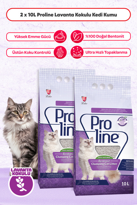 Proline Lavanta Kokulu Kedi Kumu 10 Lt x 2 Adet