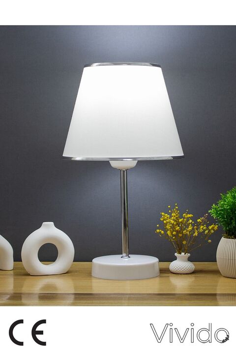 Vivido Abajur Beyaz Krom Safir Modern Abajur