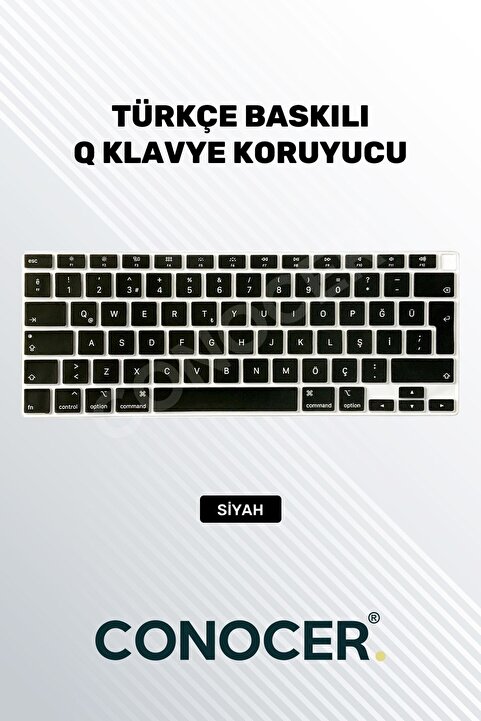 CONOCER Macbook Air 2020 13 Inc M1 A2337 / A2179 Uyumlu Türkçe Q Klavye Slim Klavye Koruyucu Kılıf