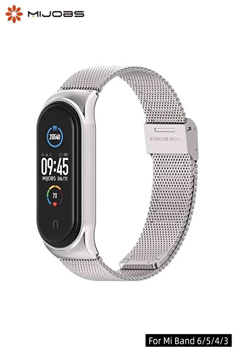CONOCER Xiaomi Mi Band 6-5-4-3 Uyumlu Metal Hasır (KLİPSLİ) Yüksek Kalite Kordon Kayış