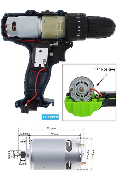 Depolife şarjlı Matkap motoru RS550 DC Motor 12V mikro Motor Akülü Matkap motoru 12 diş çarklı