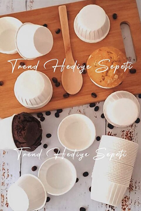 Trend Hediye Sepeti 50'li Beyaz Muffin Cupcake Kalıbı Kek Kapsülü Kek Kalıbı , Muffin Kek Kalıbı , Airfryer Uyumlu