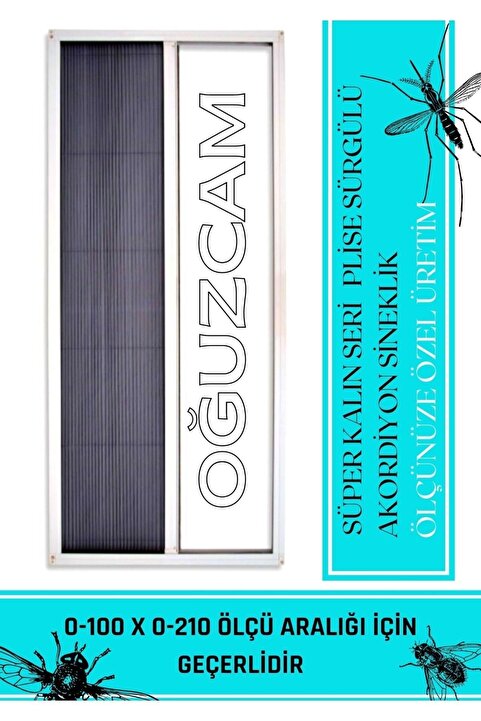 OğuzCam Plise Pileli Sürgülü Akordiyon Katlanır Kapı Sinekliği 0-100 X 0-210 Cm (ÇELİK, AHŞAP, PİMAPEN KAPI)