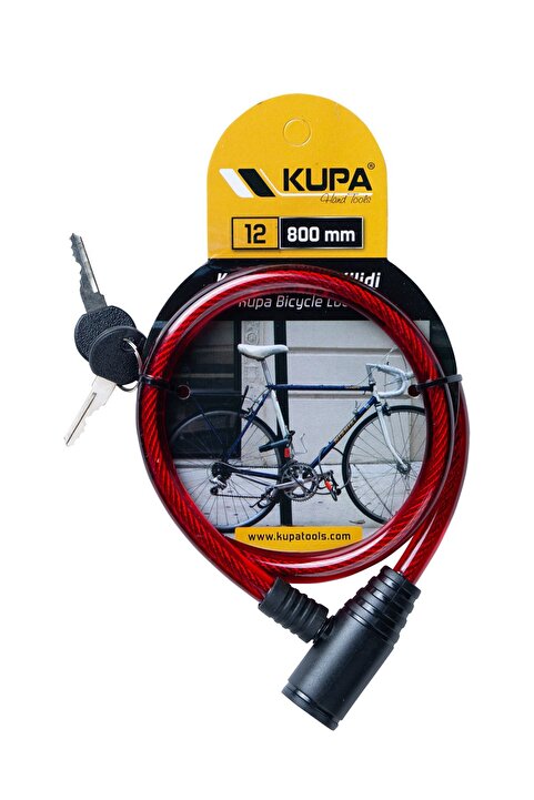Kupa BİSİKLET KİLİDİ Vinil Kaplı Esnek Çelik 12 mm - 80 Cm.