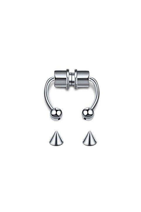 Genel Markalar Mıknatıslı Fake Gri Septum Piercing Paslanmaz Çelik Top Ve Sivri Uç Birarada