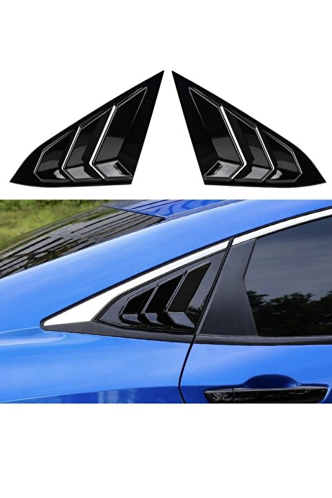 Harphour Honda Civic Fc5 (2016-2017-2018-2019-2020-2021) Uyumlu Kelebek Cam Kaplama Vizörü İthal Pianoblack