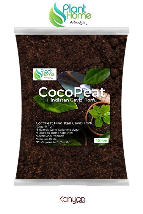 plant-home 10 Litre Hindistan Cevizi Torfu %100 Doğal Torf - Cocopeat Hindistan Cevizi Lifi