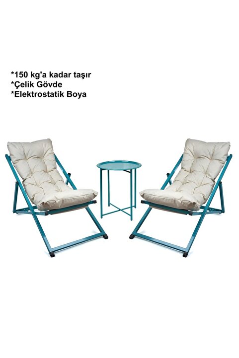 HASTUNÇ Luxury Granda Minderli Balkon Bahçe Mutfak Set Katlanır Masa-sandalye
