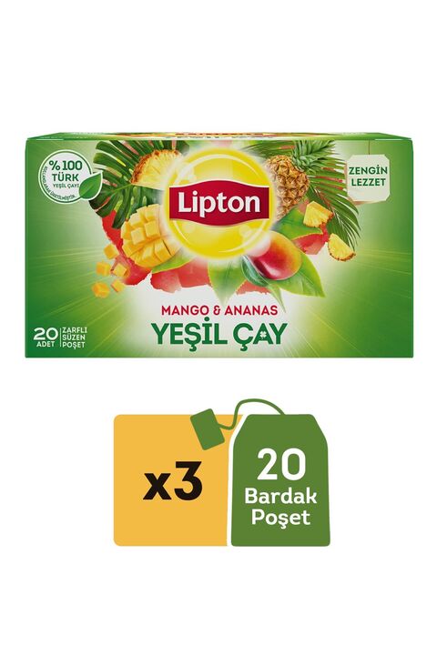 Lipton Mango & Ananas Yeşil Çay 20'li X 3 Adet