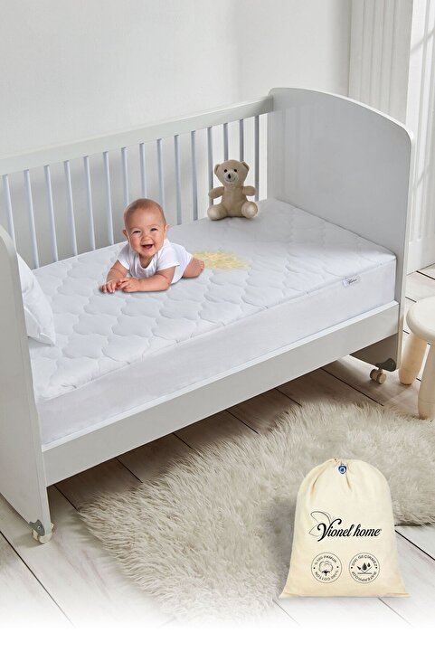 Vionel Home %100 Pamuk | Kapitone Sıvı Geçirmez Bebek Alezi | Çocuk, Park Beşik Yatak Koruyucu Alez
