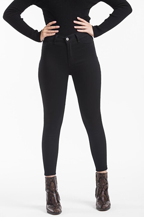 Tref Jns Siyah Yüksek Bel Skinny Jeans Toparlayıcı Büyük Beden Pantolon
