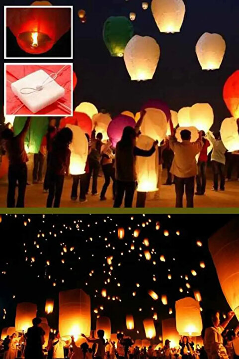 STFAST 3 Adet Dilek Feneri Gece Göyküzü Dilek Balonu Sevgiliye Doğum Günü Parti Düğün Hediye Romantik Büyük
