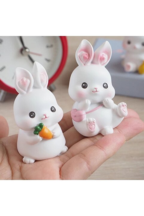 Himi Pasta Süsleri 2'li Tavşan Maket Kürdanlı Cupcake Pasta Süsü Doğum Günü Süsleri Pasta Kürdanı Kürdan Süsü