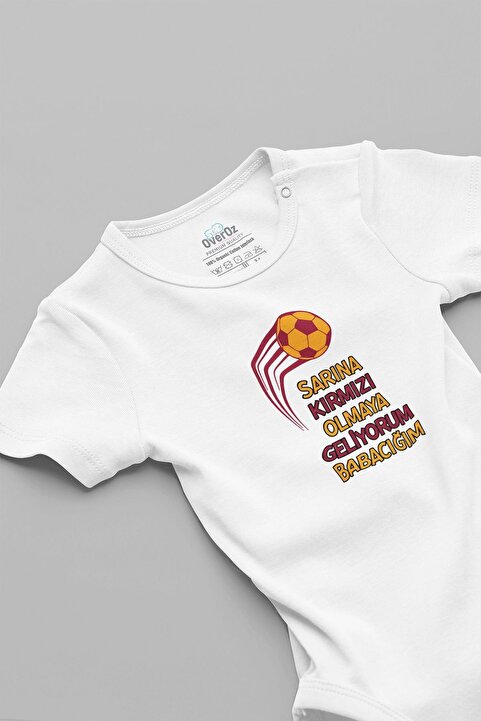Overoz Organik %100 Pamuk Taraftar Baskılı Yazılı Bebek Body Badi Çıtçıtlı Zıbın Tulum 5733