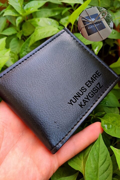 YNS LEATHER Siyah Erkek Cüzdan Isim Baskılı Kişiye Özel