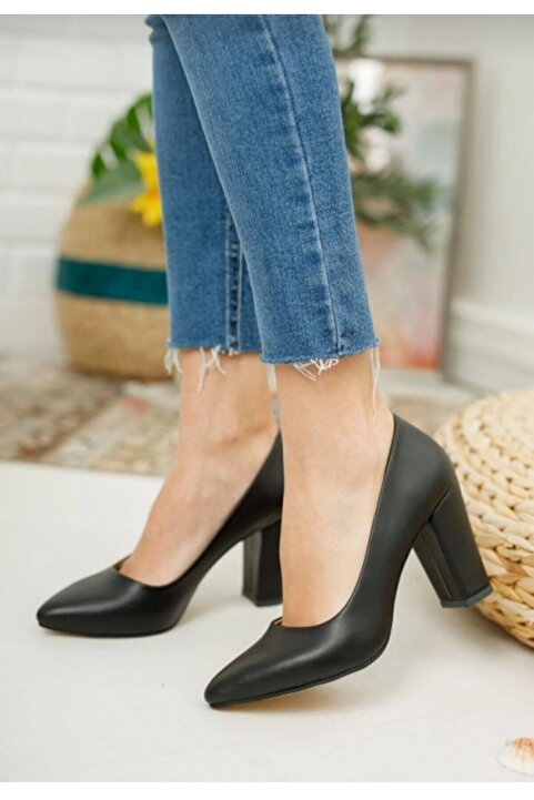 CMZ SHOES Kadın Siyah Topuklu Stiletto Ayakkabı