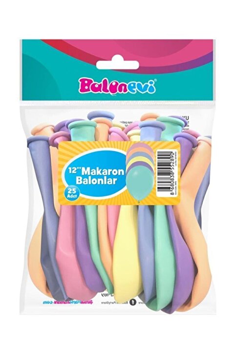 BalonEvi 25'li Karışık Makaron Balon 12 İnç