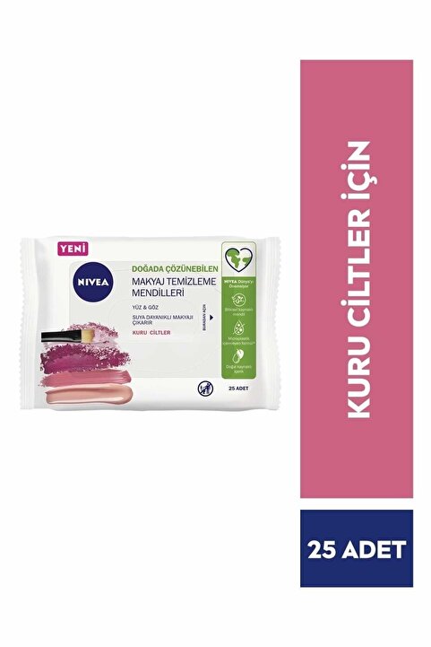 NIVEA 3'ü 1 Arada Makyaj Temizleme Mendili Kuru Cilt 25 Adet