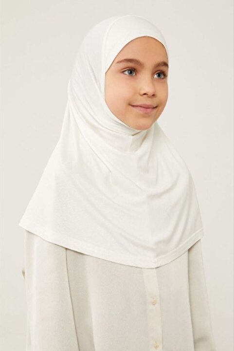 Melodi Scarf Tesettür Çocuk Namaz Bonesi Eşarbı Şalı Hijabı Beyaz