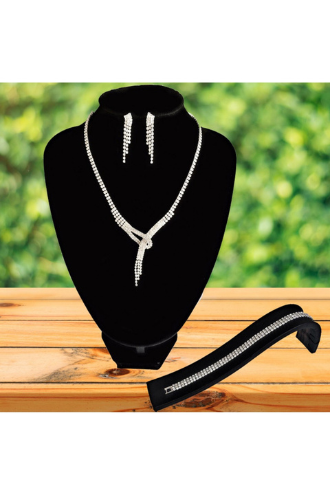 Forentina Altın Kaplama Düğün Takı Set - Kolye Küpe Bileklik Özel Takı Seti Hediyesi - Ps0320