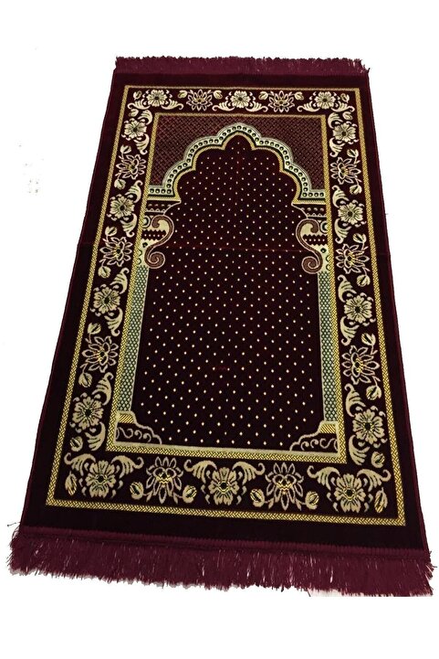 Dokumacı Kadife Namaz Seccadesi Lüx-bordo