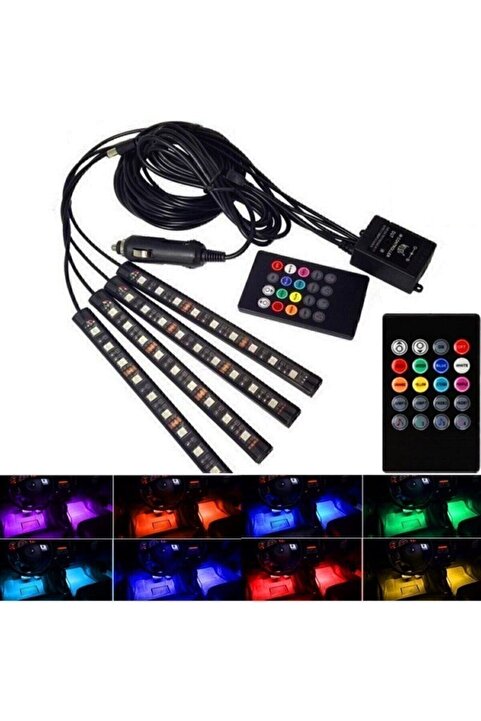 Apexi Her Araca Uyumlu Araç Içi Ayak Aydınlatma Ambıans 12 Led 8 Renk